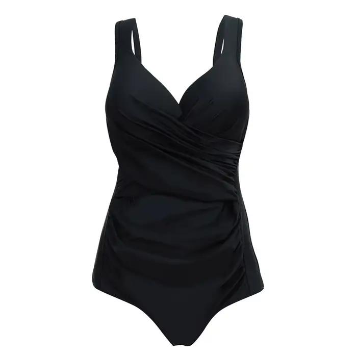 Femmes Push up maillots de bain une pièce maillot de bain Plus grande taille solide noir bleu rouge 