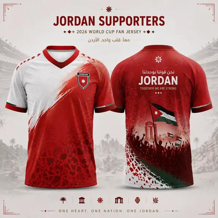 Maillot de football rouge Jordan 2026 pour fans, imprimé écusson, haut de sport léger et respirant p