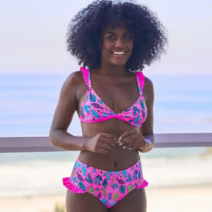 Taille haute Bikini ensembles Sexy à lacets maillots de bain floraux deux pièces maillots de bain fe
