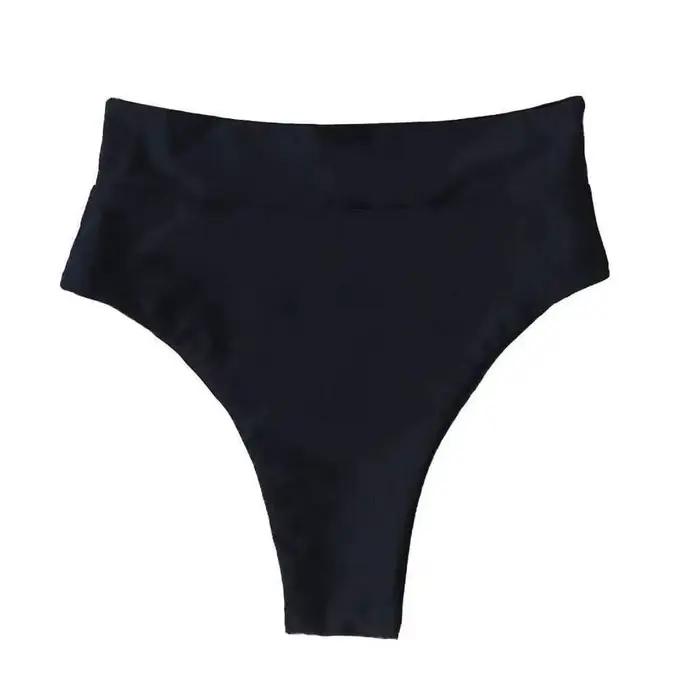 Bas de bikini taille haute en noir réglisse