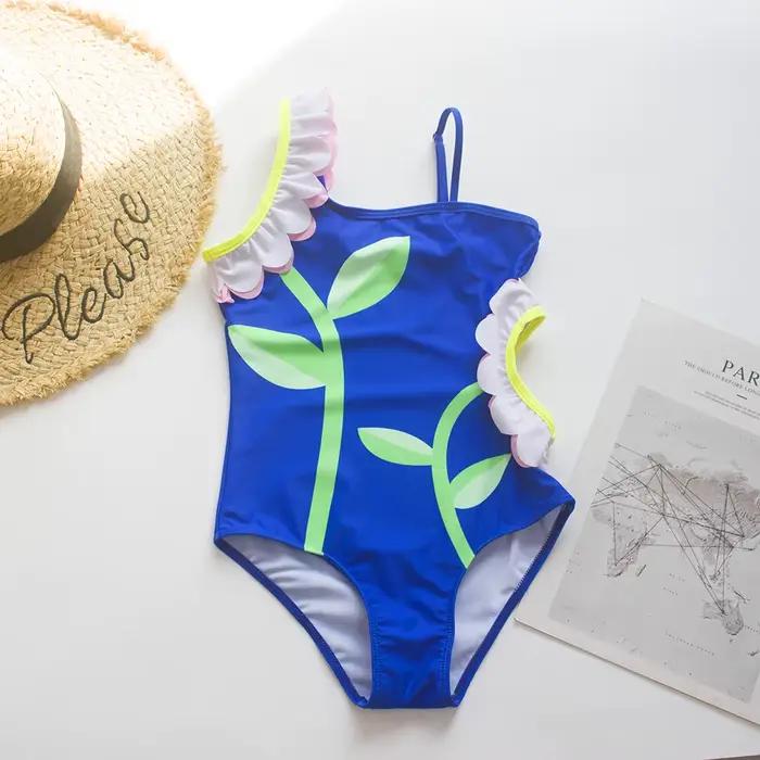 Maillot de bain une pièce pour fille de 3 à 12 ans, vêtements de plage, monokini, à fleurs de soleil