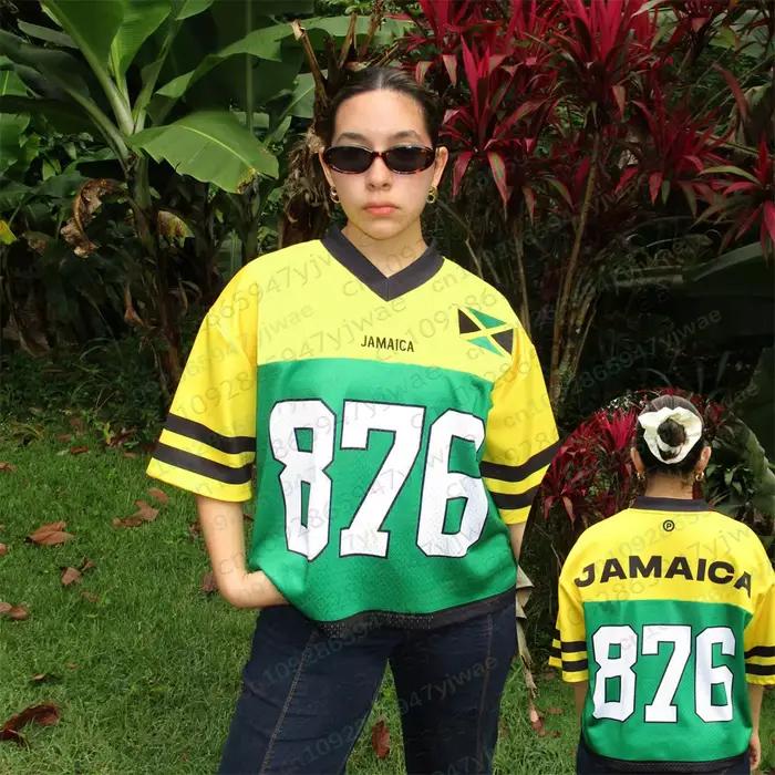 Maillot de la Jamaïque 2026, couleurs du drapeau, streetwear oversize, vêtements de sport décontract