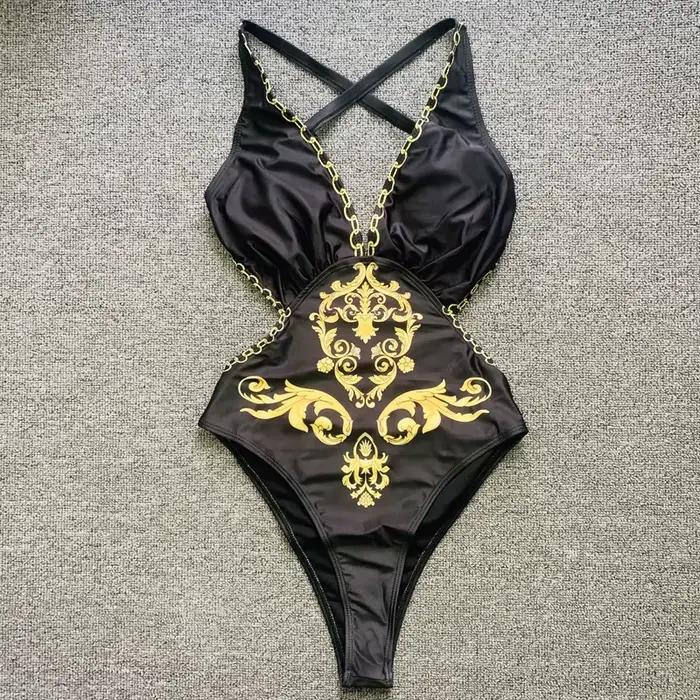 Femmes vêtements de plage maillot de bain Sexy nouveau imprimé doré une pièce maillot de bain maillo