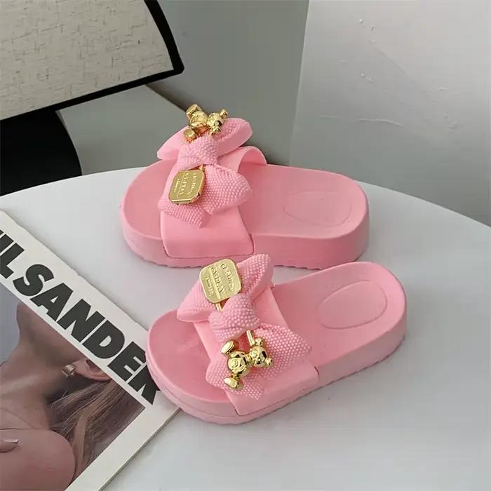 Pantoufles à la mode pour filles, chaussures simples pour enfants, semelles épaisses, pantoufles ant