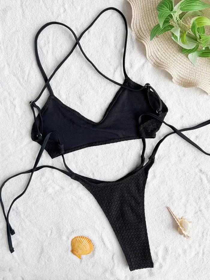 Sexy cravate creuse maillot de bain une pièce bikinis maillots de bain licou taille haute dos nu à l