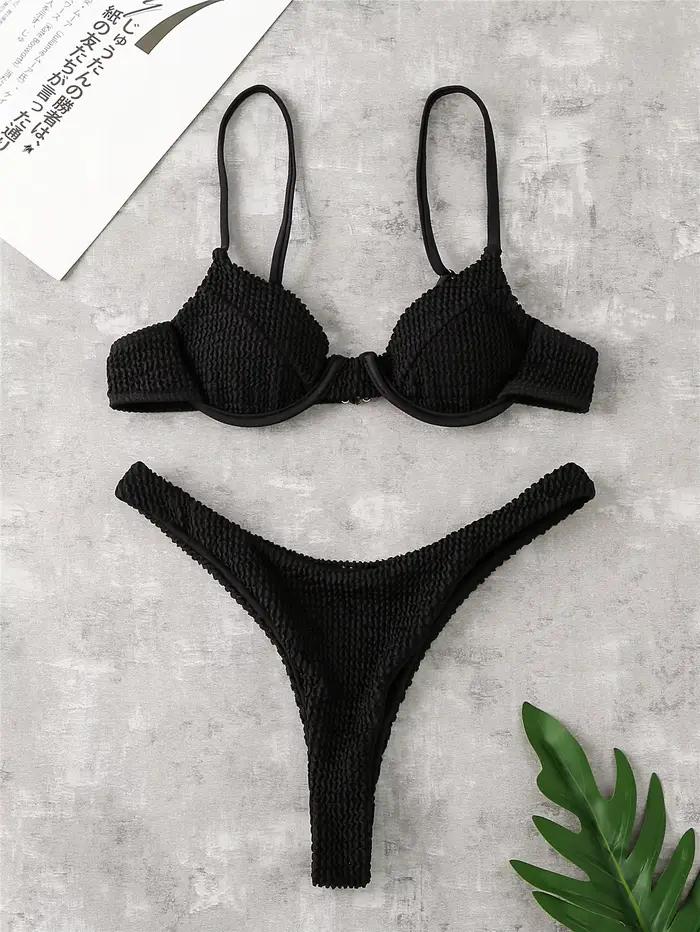 Maillot de bain sexy à armatures 2026 pour femme, blanc et noir, push-up, côtelé, micro, brésilien, 