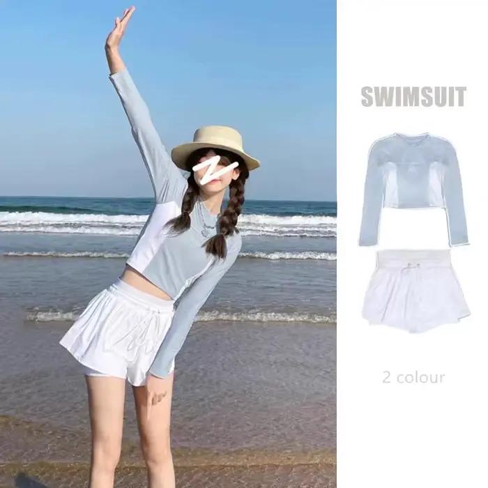 Maillot de bain fendu Sexy pour femmes, ensemble deux pièces pour couvrir le ventre et amincissant, 