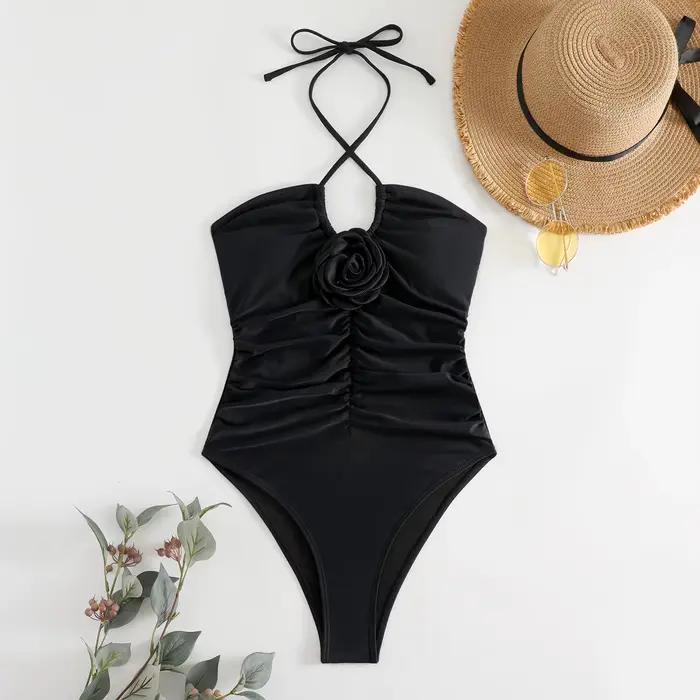 2024 3D fleur maillot de bain une pièce mince maillots de bain vintage femmes Sexy baigneurs maillot