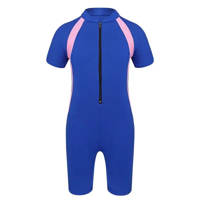 Combinaison de plongée une pièce à manches courtes zippée pour filles, maillot de bain shorty, prote