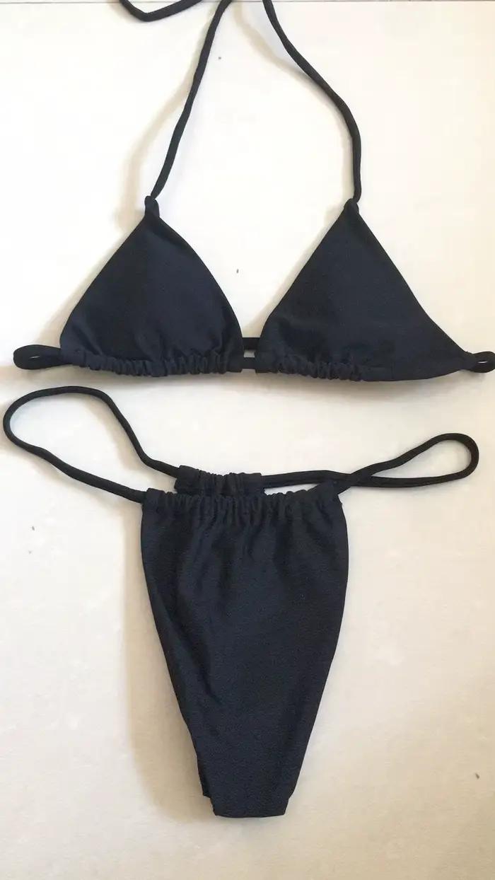 Maillot de bain brésilien jaune fluo, culotte tanga, bikini, ensemble deux pièces, pour femmes, vête