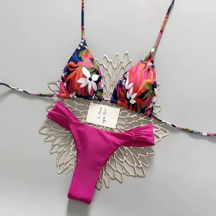Maillot de bain imprimé style Spice Girl, maillot de bain sexy à contraste de couleurs, maillot de b