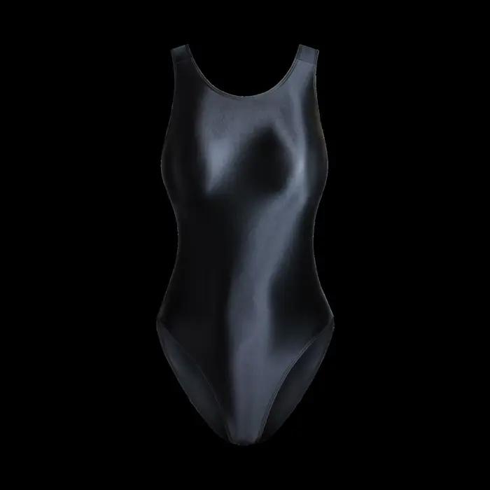 MJINM femmes Satin lisse respirant gymnastique sport une pièce maillots de bain dos nu Spandex sans 