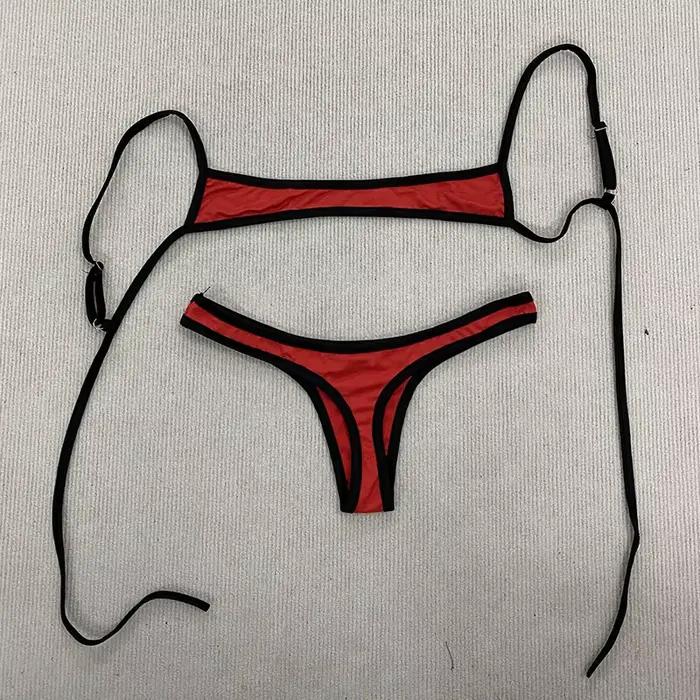 Maillot de bain de plage pour filles, couleur contrastée, esthétique, Sexy, bretelles solides, régla