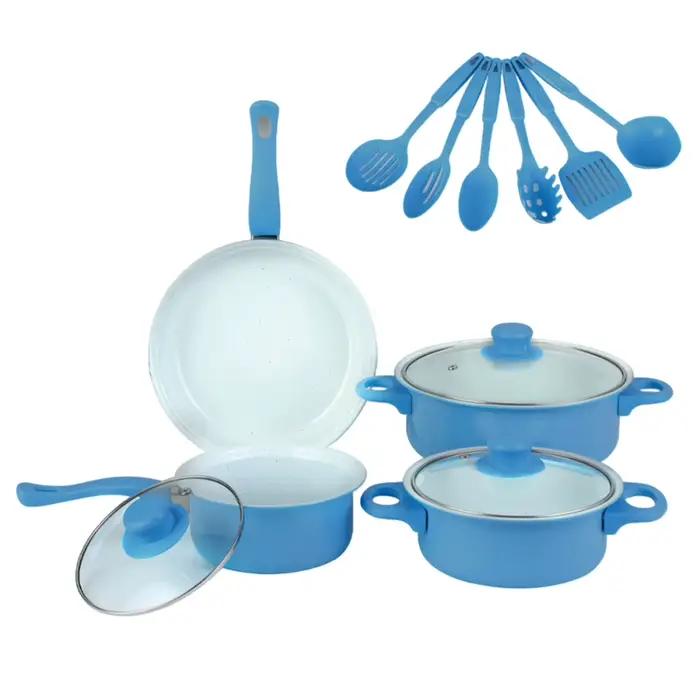 Ensemble d'ustensiles de cuisine antiadhésives de luxe, 12 pièces, couvercle de poêle à frire, ensem