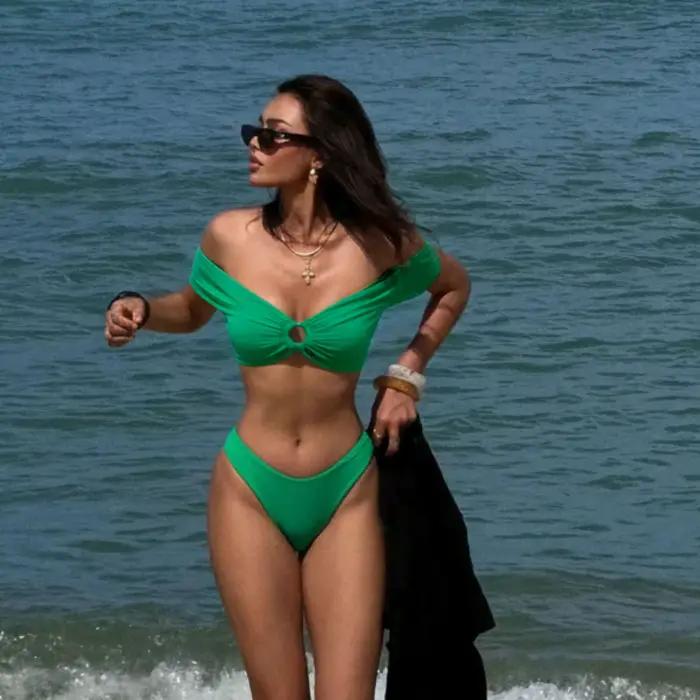 Ensemble de maillot de bain 3 pièces pour femme, bikini solide avec jupe, style brésilien asymétriqu