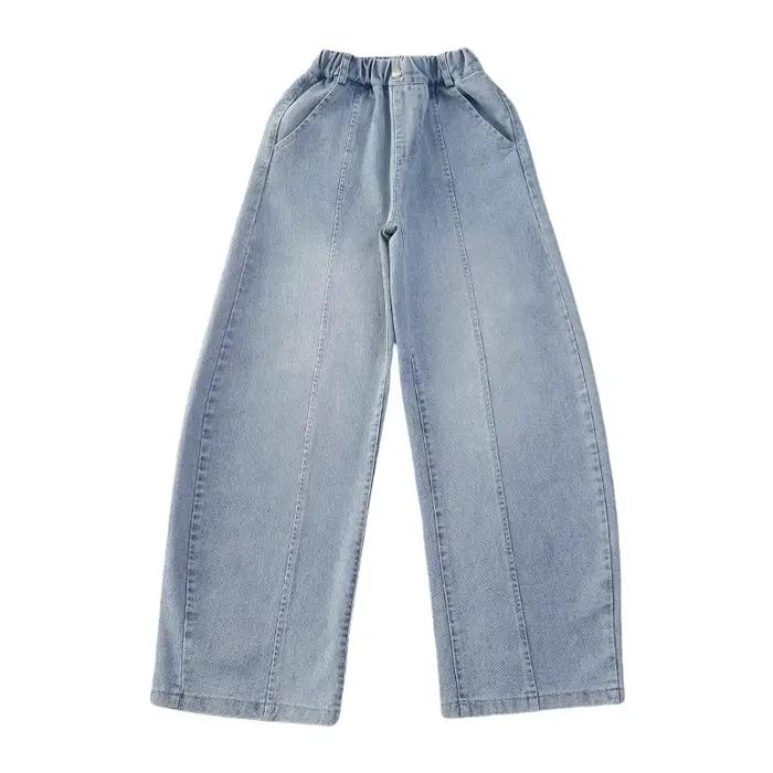 Jeans slim fit pour enfants, coupe droite, denim tendance pour adolescentes, pantalons en jean pour 