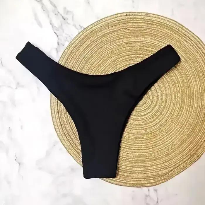 Sexy bas de Bikini femme 2025 maillot de bain taille basse bas couleur unie maillots de bain string 