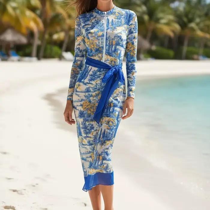 Maillot de bain d'été 2026 pour vacances en bord de mer, ensemble bikini imprimé deux pièces, combin