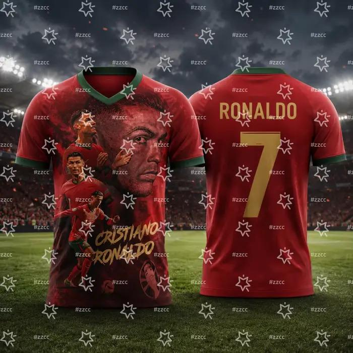 Maillot de football Portugal Cristiano Ronaldo N°7 2026, T-shirt de sport d'été pour homme, Vêtement