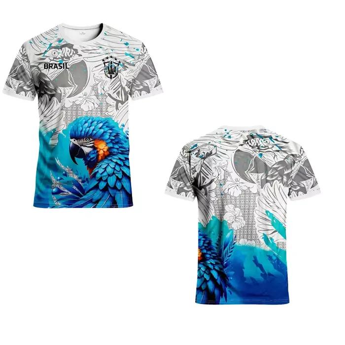 T-shirt de football brésilien - Blue Parrot Nature Lover édition limitée, T-shirt de sport décontrac