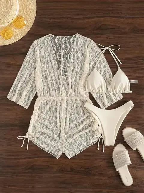 3 pièces Tankini imprimé Tropical maillot de bain licou cordon maillots de bain femmes 2024 maillot 