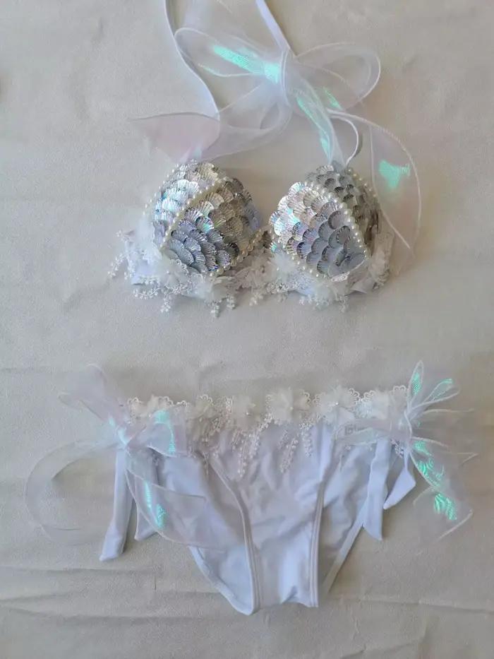 Nouveau sirène paillettes coquille haut de bikini gland or chaud soutien-gorge Oceanarium Bar Table 