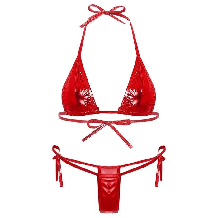 Maillot de bain brésilien pour femmes, Micro Bikini, ensemble Biquini, laçage, bonnet Triangle Non r