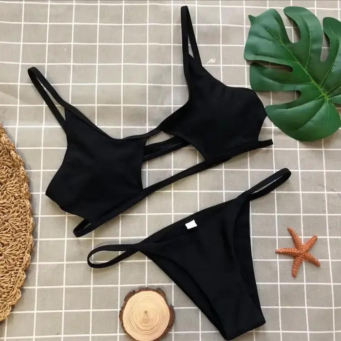Bikini 2026 Sexy Hollow Swimwear Swimsuit Women Bikinis Set Bathing Suit Beach Bikini Female Black/R