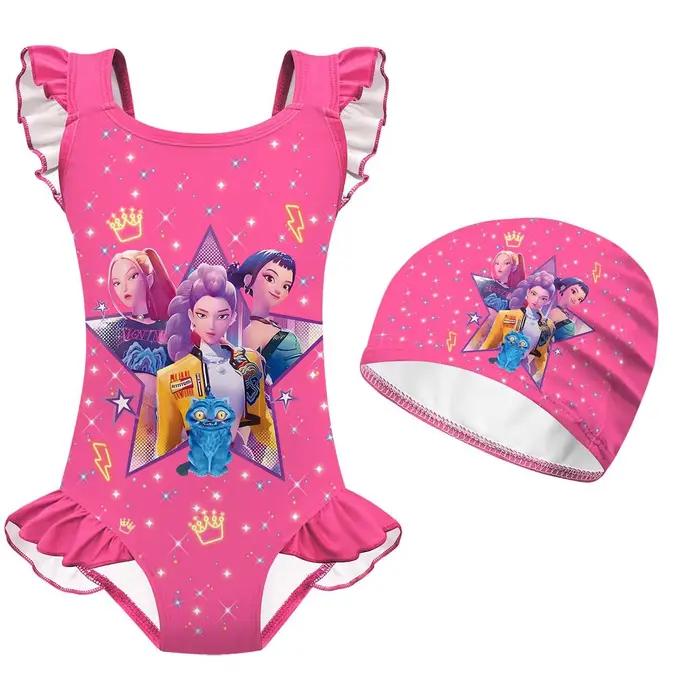 Maillot de bain Kpop pour filles, maillots de bain une pièce K-pop, ensemble de maillots de bain pou