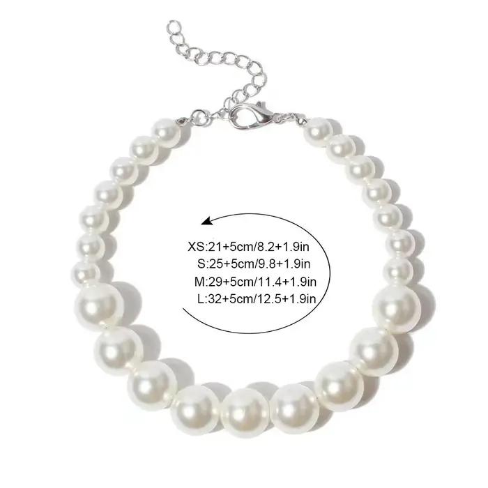 Collier de perles de luxe pour chien, accessoires de toilettage pour fête de mariage, réglable, bijo
