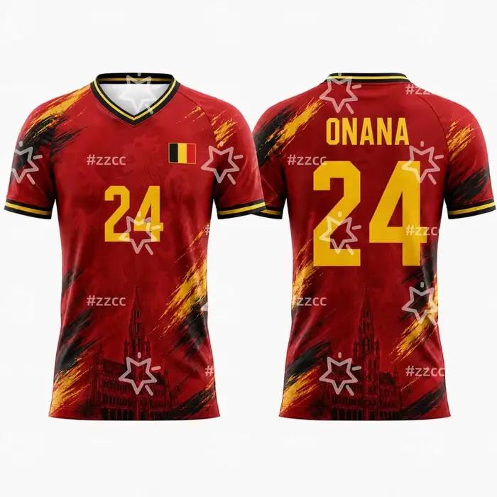 Maillot de football Belgique De Ketelaere N°17 2026, maillot de gardien Courtois, T-shirt de sport d