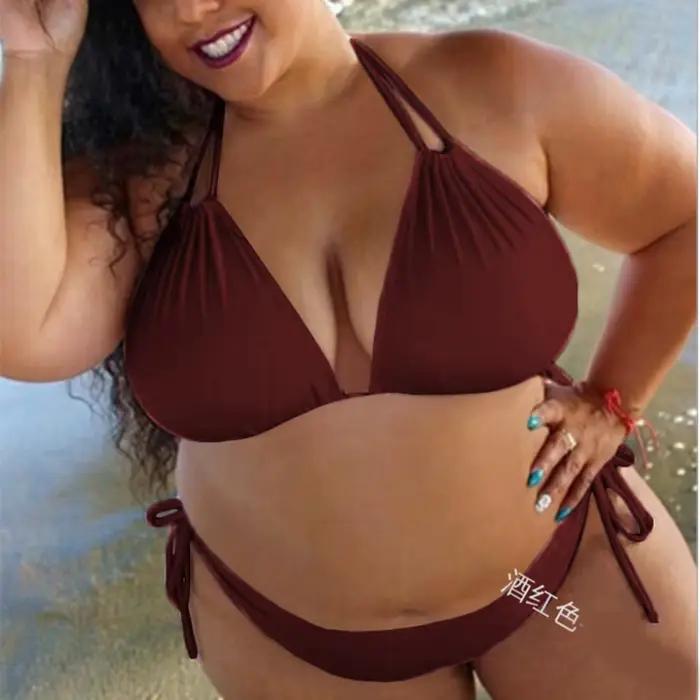 Bikini fendu pour femmes, maillot de bain grande taille, bretelles solides, dos nu, 2025