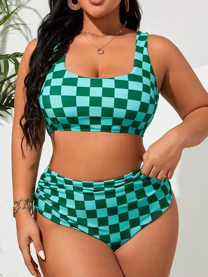 Maillot de bain grande taille 2026 pour femme, bikini sportif taille haute imprimé, vêtements de bai