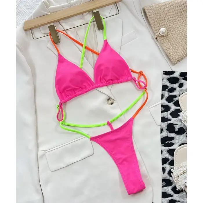 Maillot de bain une pièce sexy pour femme, dos nu, dos croisé, string extrême, mini micro, V4182