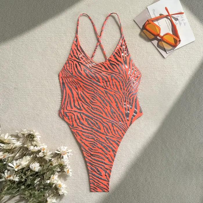 Femmes une pièce maillot de bain imprimé zèbre Sexy Bikini féminin Monokini été maillots de bain str