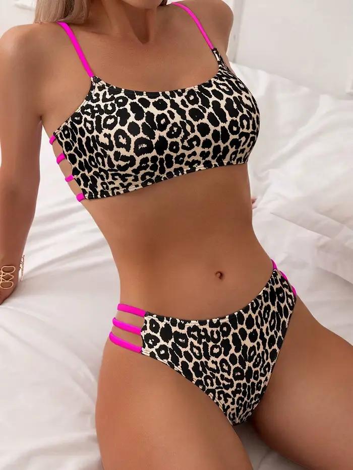 Micro bikini léopard sexy 2026 pour femme, maillot de bain taille haute, ensemble de bikinis brésili