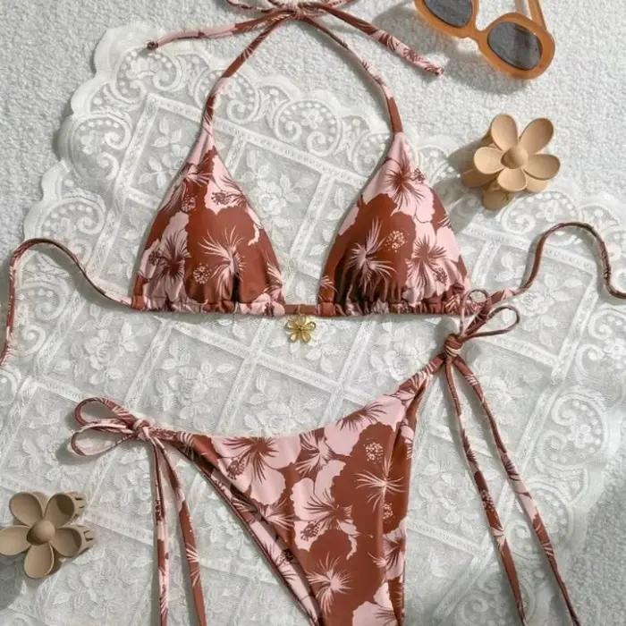 Bikini d'été pour femmes, amincissant, dissimulant, décontracté, Floral, Durable, haute élasticité, 
