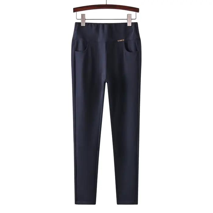 Pantalon grande taille pour femme, pantalon fin, élastique, extensible, grande taille, taille haute,