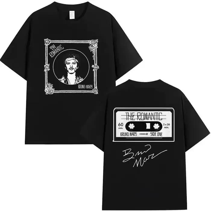 Bruno Mars The Romantic Tour 2026 T-shirt pour homme, décontracté, à la mode, en coton, à manches co