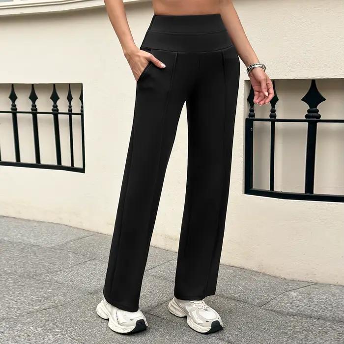 Pantalon de yoga taille haute pour femme, coupe ample et large, décontracté, avec poches, idéal pour