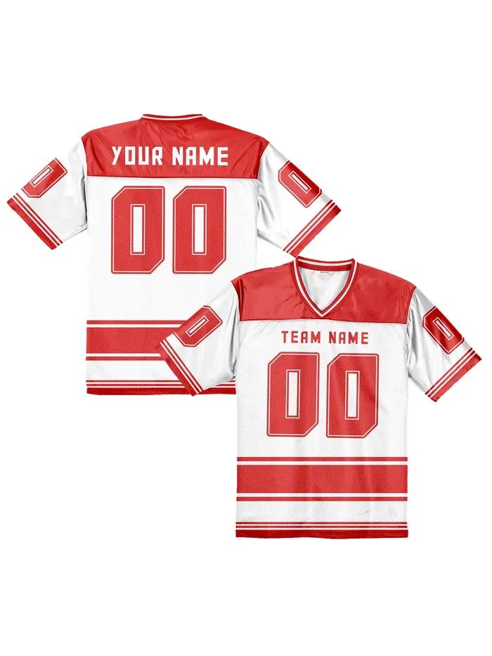 Maillot de football américain personnalisé noir col en V - Nom et numéro personnalisés, haut décontr