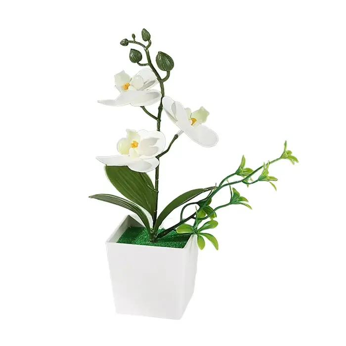 Fleurs artificielles de Phalaenopsis en pot pour une décoration élégante, magnifiquement détaillées 