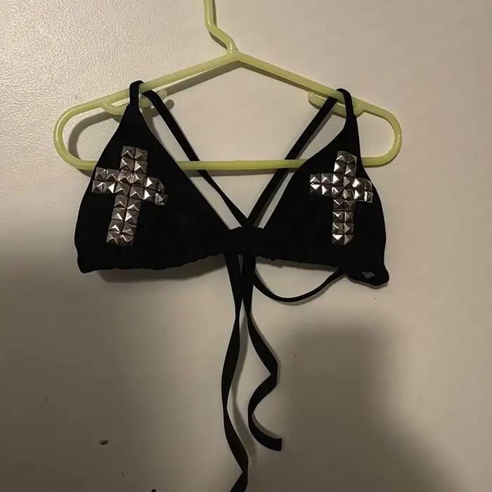 Rétro années 2000 femme punk nouvelle plage maillot de bain gothique mode brique chaude imprimé Grun