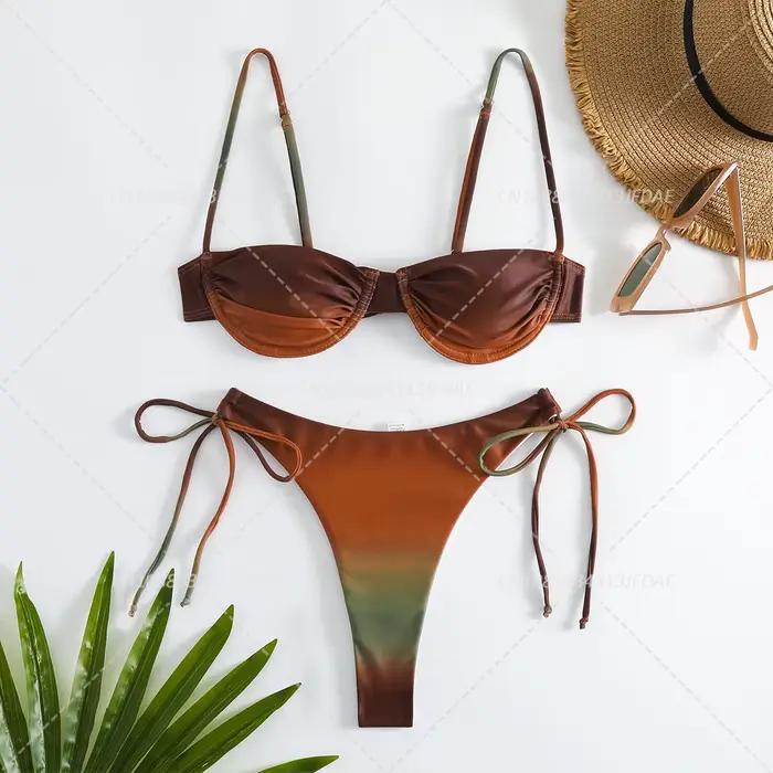 Dégradé Orange Bikinis taille haute maillot de bain femmes maillots de bain maillots de bain imprimé