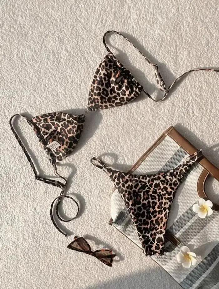 Maillot de bain deux pièces imprimé léopard, Sexy, pour femmes, Sports aquatiques, adapté aux plates