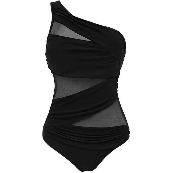 M-3XL 4XL Grande Taille Maillots De Bain Pour Femmes Un initié Slim Maillots De Bain Femmes Mesh Noi