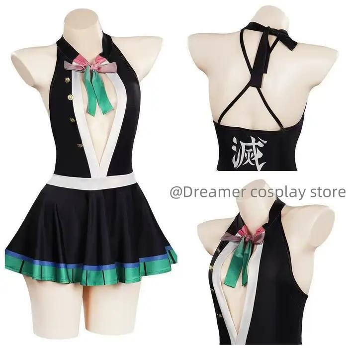 Anime démon Slayer maillot de bain Bikini avec Kimono couvrir femmes Nezuko Shinobu Cosplay Kimetsu 