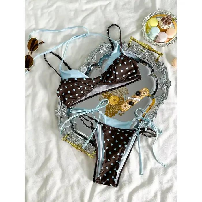 Maillot de bain imprimé à pois pour femme, style européen et américain, nouvelle collection été 2026
