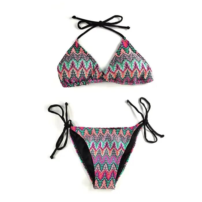 Sexy Bikini Boho maillot de bain imprimé String Bikini ensemble Push Up maillot de bain Bikinis femm