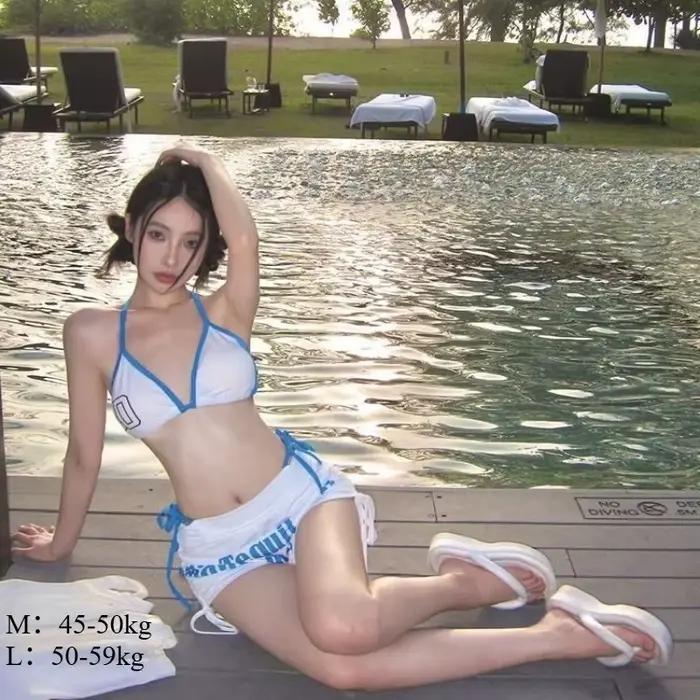 Hot Girl Bikini ensemble taille haute lettre imprimer deux pièces maillot de bain été maillot de bai